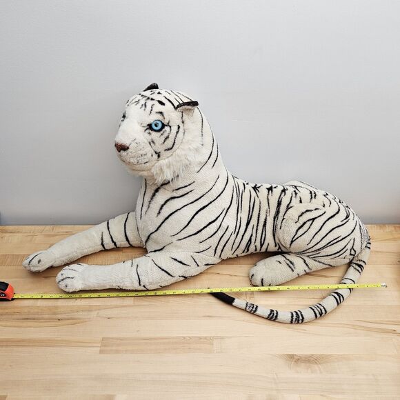 Kellytoy Other - 36" Vtg Large Kellytoy Plush Siberian Tiger Stuffed White Toy Animal Blue Eyes